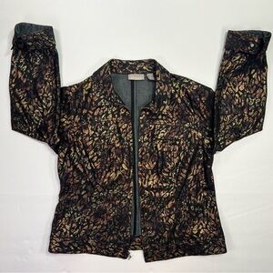 Chico’s Metallic Leopard Jacket - gold/black, size 1 (M/8)
